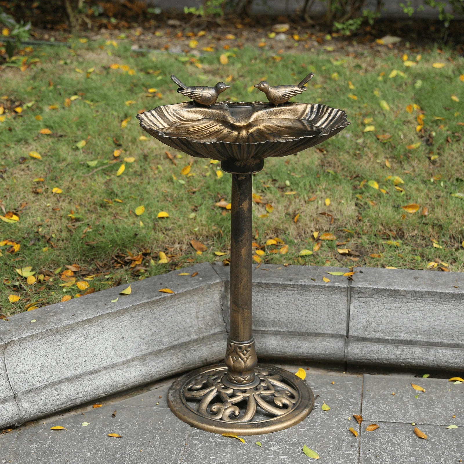 Magshion 28" Outdoor Garden Pedestal Bird Bath with Solar Pumb, for Patio Backyard Décor, Bronze
