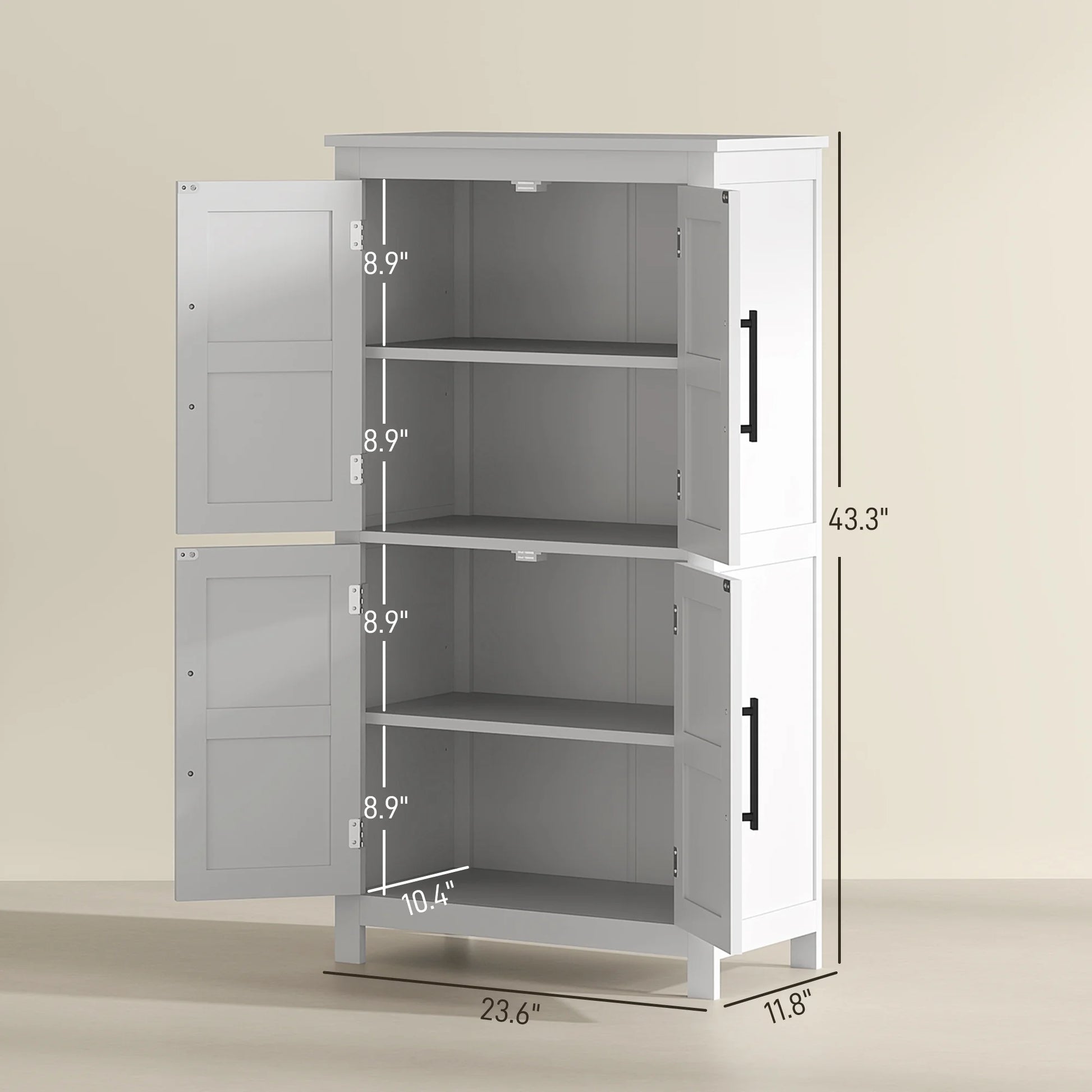 HOMCOM Bathroom Floor Cabinet, Farmhouse Bathroom Cabinet with Barn Doors, Bathroom Storage Cabinet with Adjustable Shelf, White