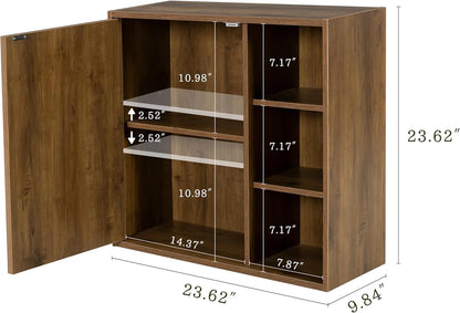 ANHDAH Rustic Wall Cabinet - Wooden Bathroom Storage with Shelf, Over-Toilet Mounted Cupboard for Kitchen, Laundry, Garage (Brown)