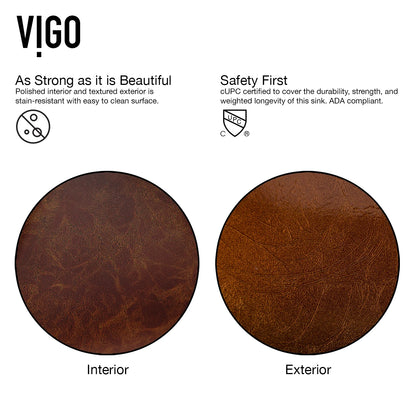 VIGO Donatello Artistic Rubywood Glass 18 in. L x 13 in. W x 4 in. H Rectangular Vessel Bathroom Sink