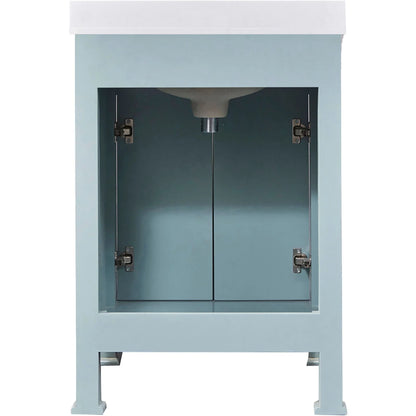 Hanover Callimont 24'' Vanity Cabinet with Sink Combo for Bathroom, Powder Room | Pre-Assembled Cabinet | Accent Mirror | Artificial Stone Countertop | Blue Cabinet | HANVN0106-24-0BL