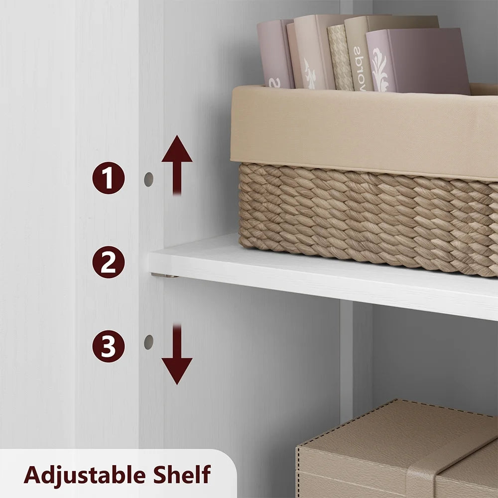 WhizMax Storage Cabinet with Glass Doors and Adjustable Shelves, Bathroom Cabinet, Freestanding Kitchen Pantry Cabinet for Living Room, Dining Room,White