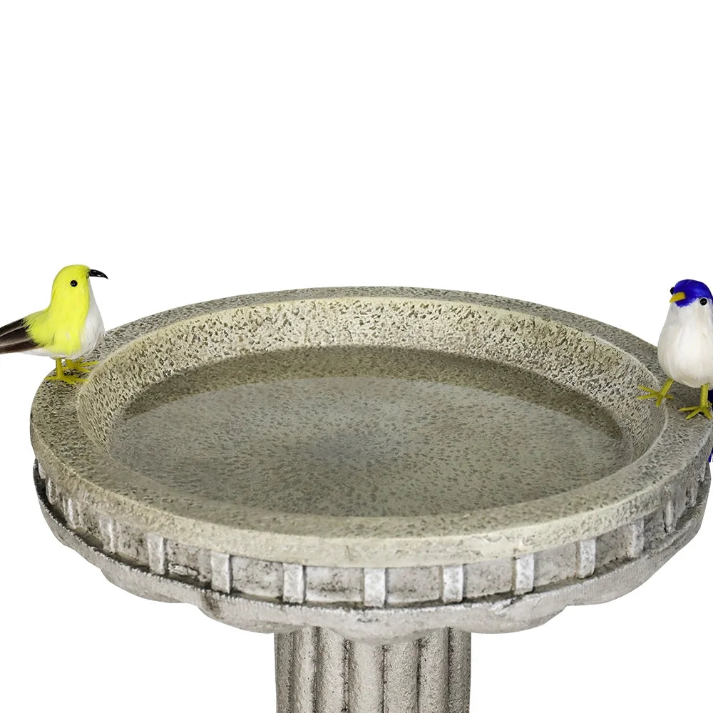 24 inch H Modern Outdoor Garden Bird Bath - Glass Fiber Reinforced Concrete Construction Garden Birdbath for Lawn Yard Garden Decor