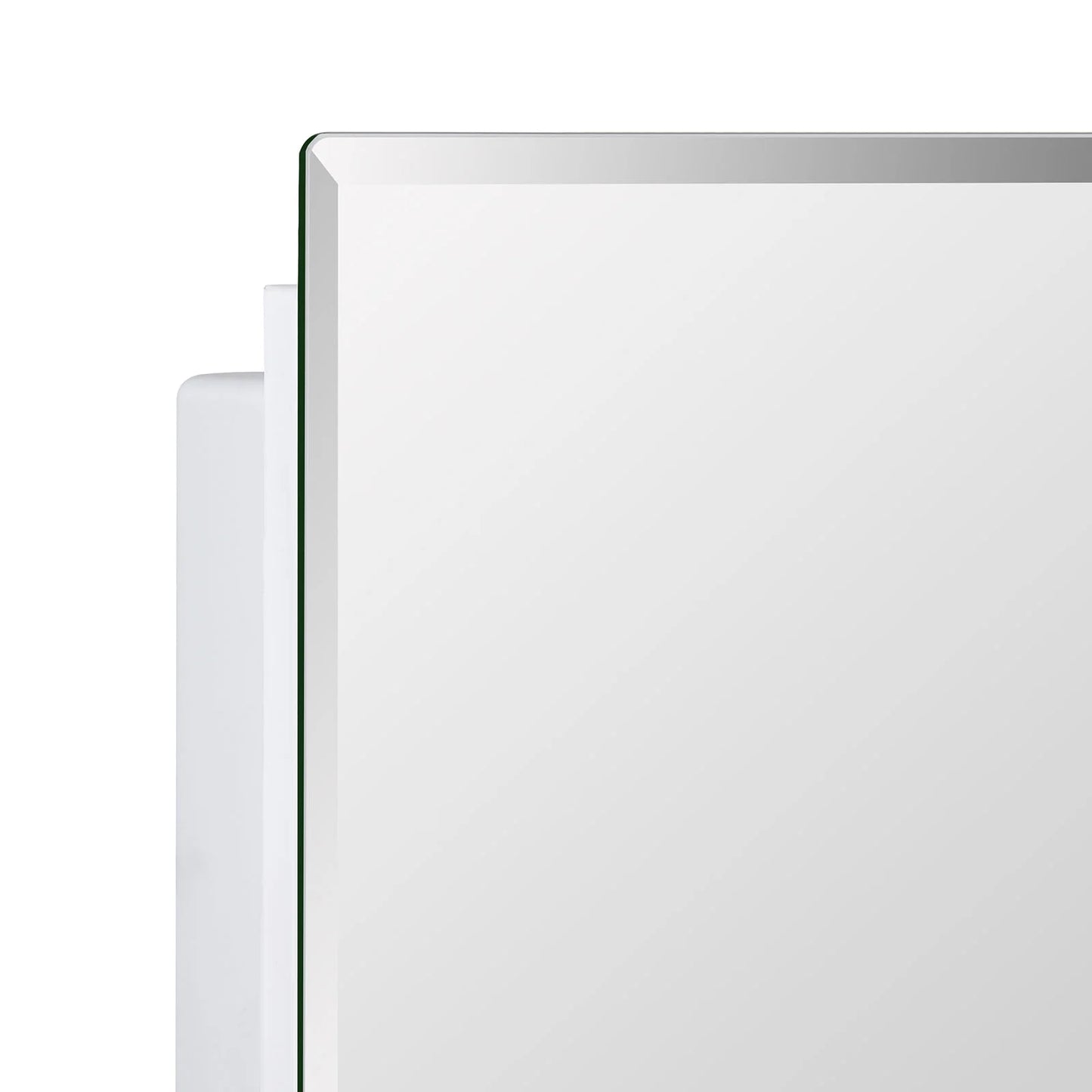 Black Plastic Bathroom Medicine Mirror Cabinet Beveled Edge, 16 x 20 inch, Surface and Recessed Mount