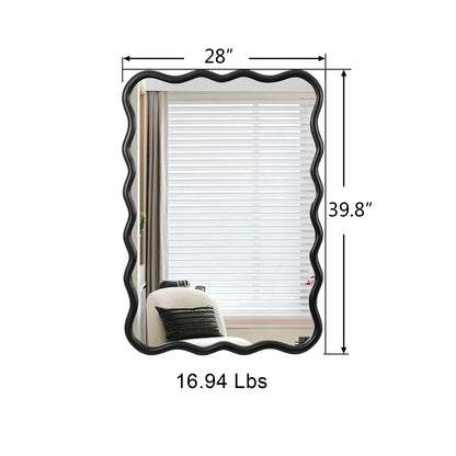 Large 40"x28" Solid Wood Rectangle Mirror in Antique Black - Modern Wall Decor for Home, Living Room, Bedroom, and Bathroom