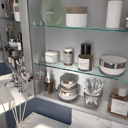 ExBrite 36" x 30" LED Lighted Bathroom Medicine Cabinet with Mirror,Recessed or Surface Mount,Defog White 12"x30"