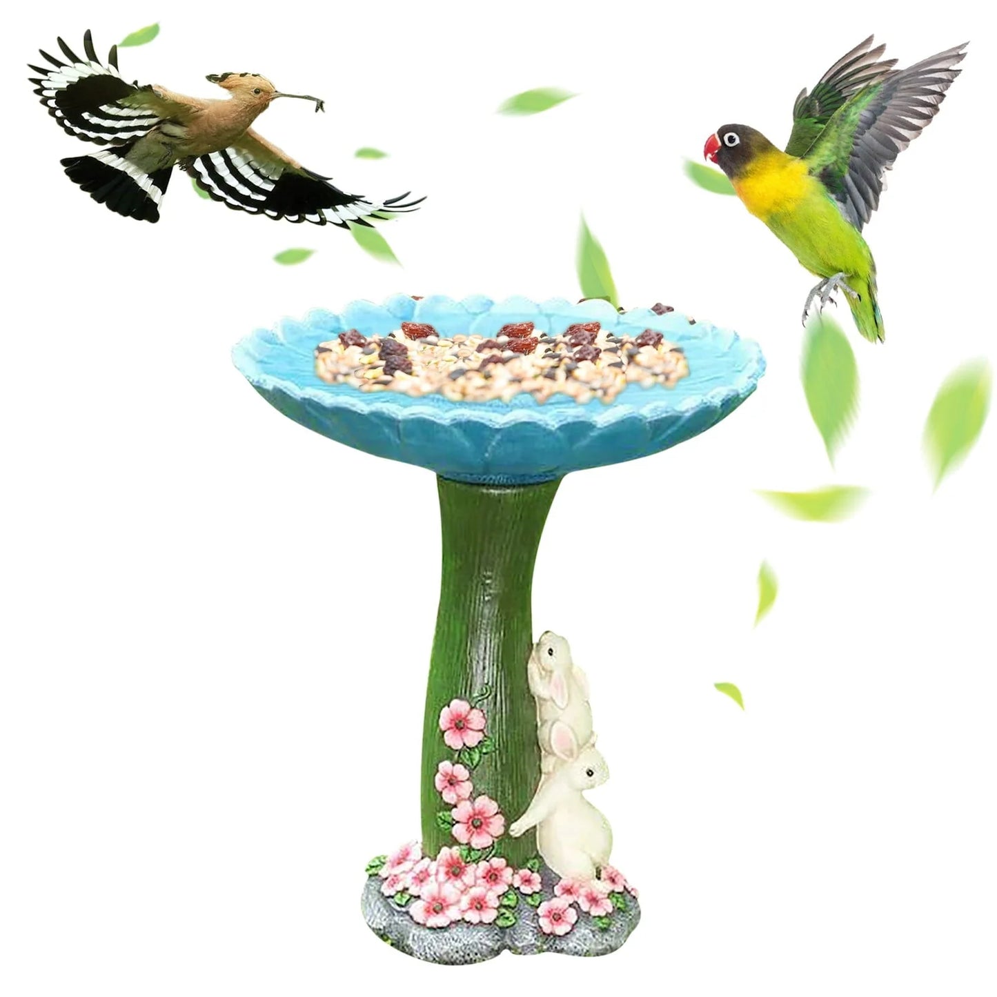 JeashCHAT Clearance Garden Decor Bird Feeder Resin Animal Statue Cute Rabbit Sculpture Ornament for Outdoor Indoor Yard Lawn, Bird Bath Accessory