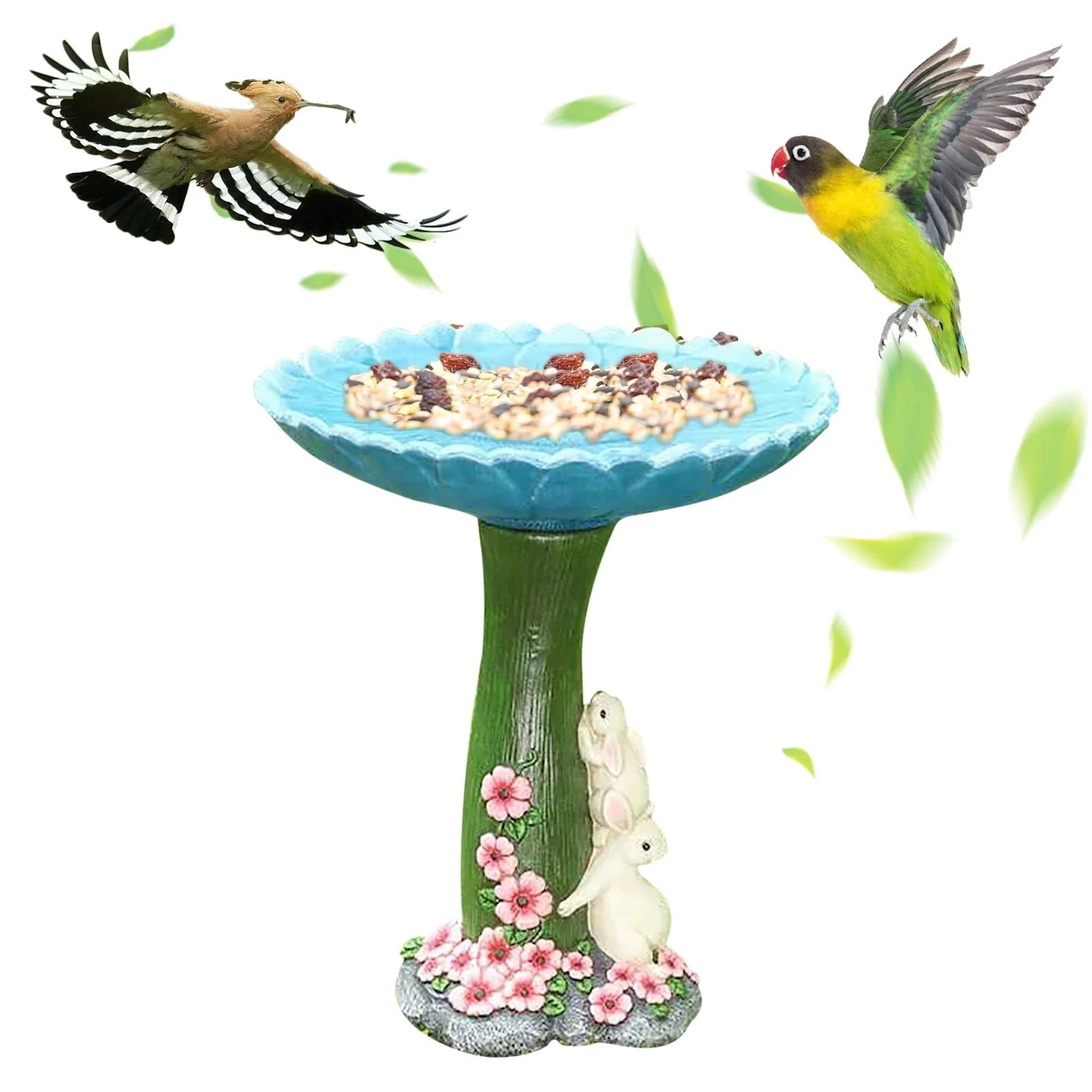 JeashCHAT Clearance Garden Decor Bird Feeder Resin Animal Statue Cute Rabbit Sculpture Ornament for Outdoor Indoor Yard Lawn, Bird Bath Accessory