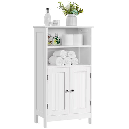 Yaheetech 5-Tier Bathroom Floor Cabinet with Double Door and Adjustable Shelf, White
