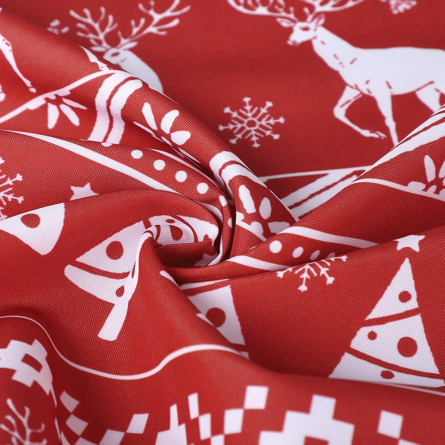 ZACOO 26"Wx24"L Red Christmas Kitchen Curtains Xmas Tree and Deer Pattern Bathroom Window Curtain Boho Style Half Window Curtains Light Filtering, Set of 2