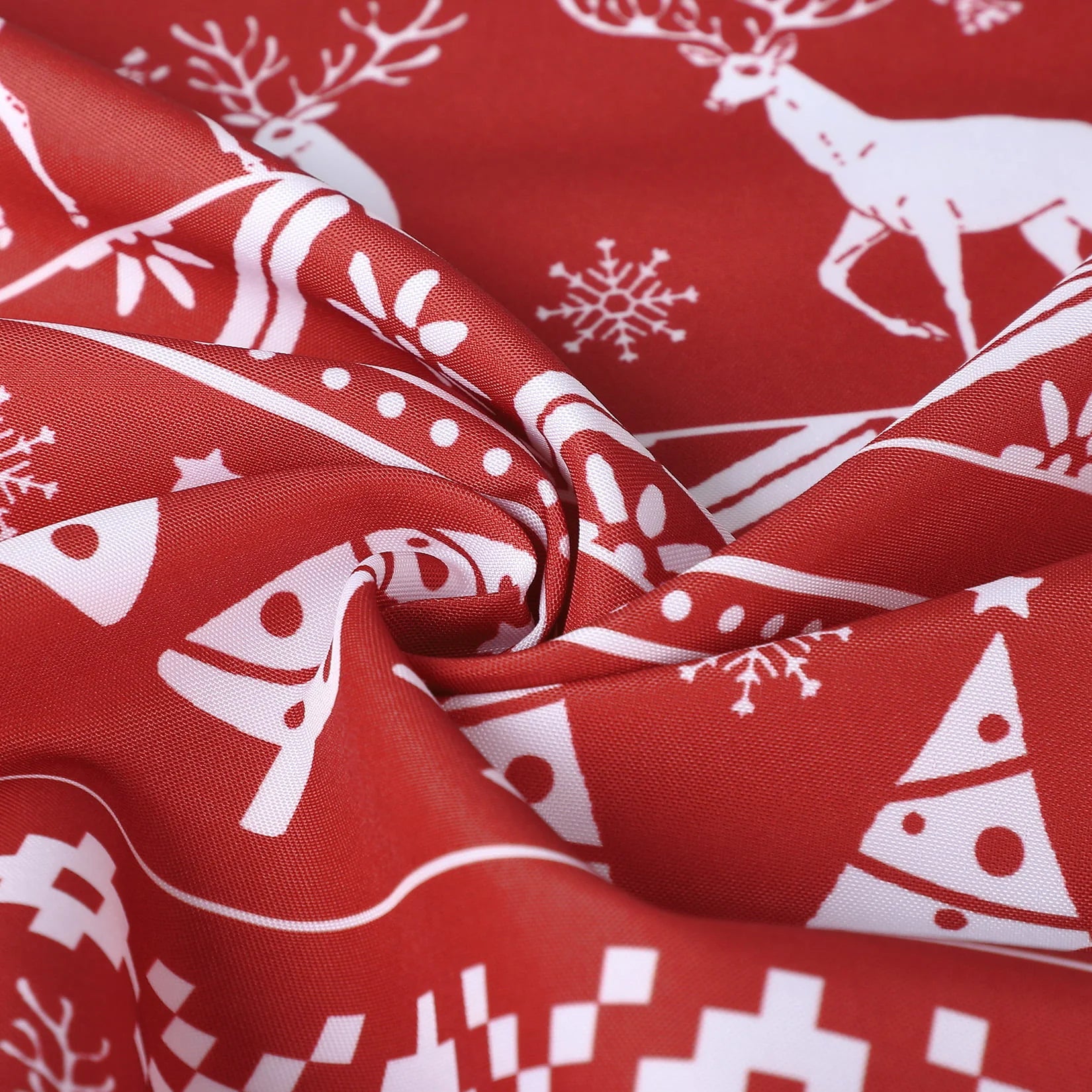 ZACOO 26"Wx24"L Red Christmas Kitchen Curtains Xmas Tree and Deer Pattern Bathroom Window Curtain Boho Style Half Window Curtains Light Filtering, Set of 2