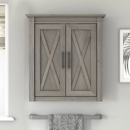 Bush Furniture Key West Bathroom Wall Cabinet with Doors in Driftwood Gray