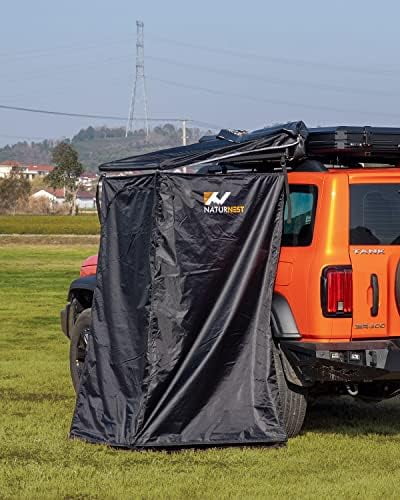 Naturnest Shower Tent with Roof and Floor mat, Overland Shower Awning, Bathroom Tent for SUV Car Camping Shower Tent, Portable Shower Tent Toilet Camping Privacy Shelters, Car Side Shower Room
