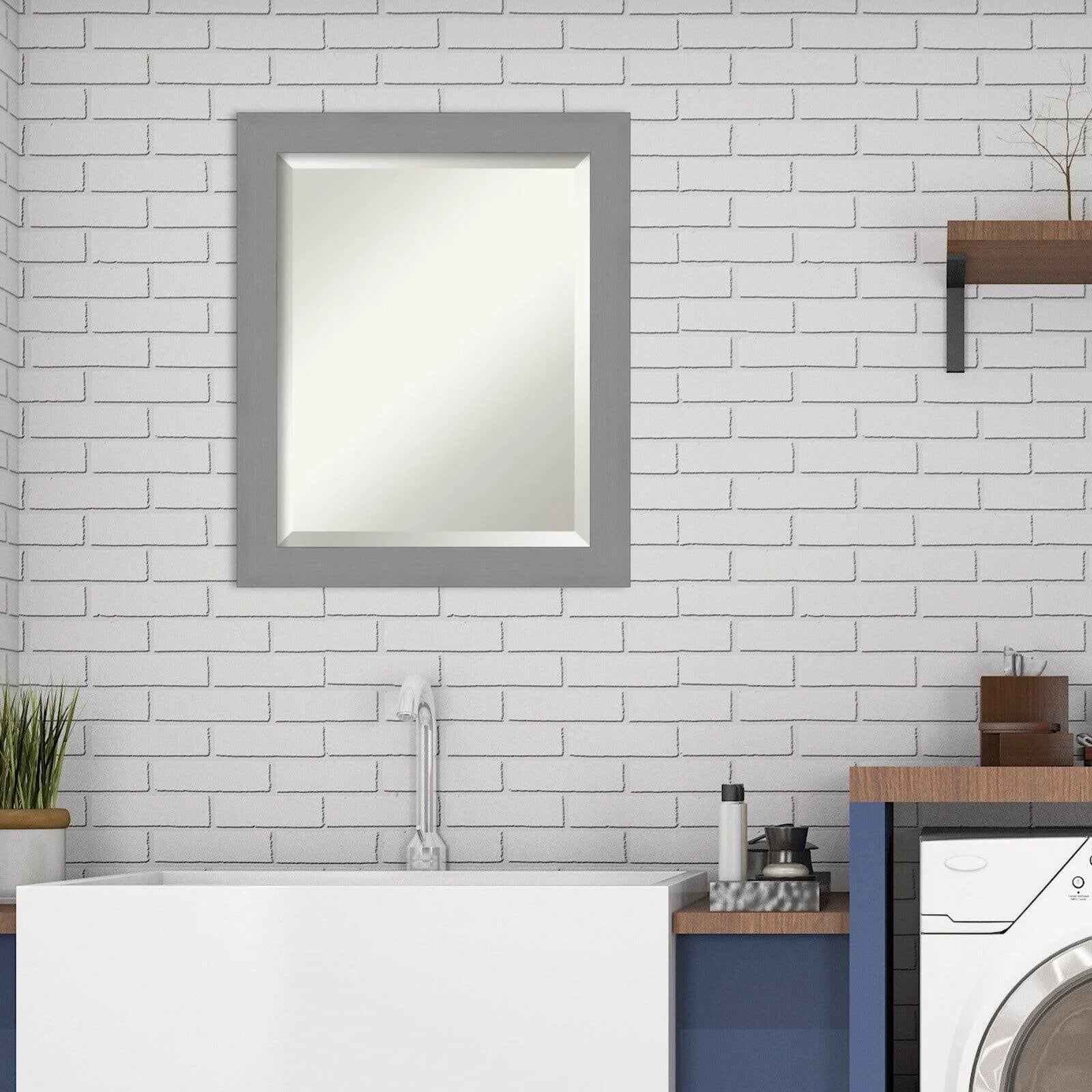 Cabinet White Narrow Beveled Wood Bathroom Wall Mirror
