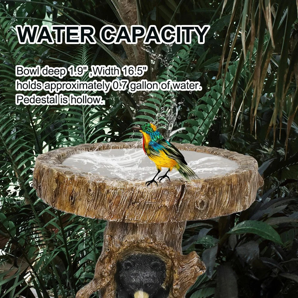 23.6��Tall Resin Outdoor Bird Baths for Garden - Outdoor Standing Birdbath with Bear Statue, Pedestal Birdbaths for Outdoors, Garden, Patio, Lawn, Backyard