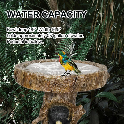 23.6��Tall Resin Outdoor Bird Baths for Garden - Outdoor Standing Birdbath with Bear Statue, Pedestal Birdbaths for Outdoors, Garden, Patio, Lawn, Backyard