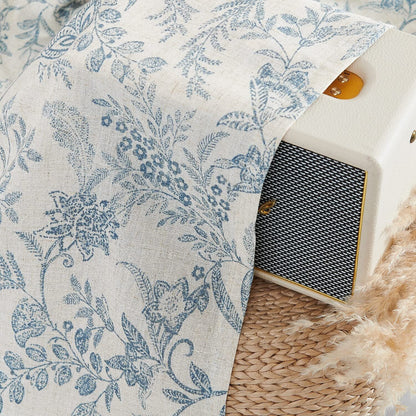 Curtainking Tie Up Valance Curtain 18 inch Blue on Beige Farmhouse Floral Printed Valance for Kitchen Bathroom Light Filtering Small Curtain Rod Pocket 1 Panel
