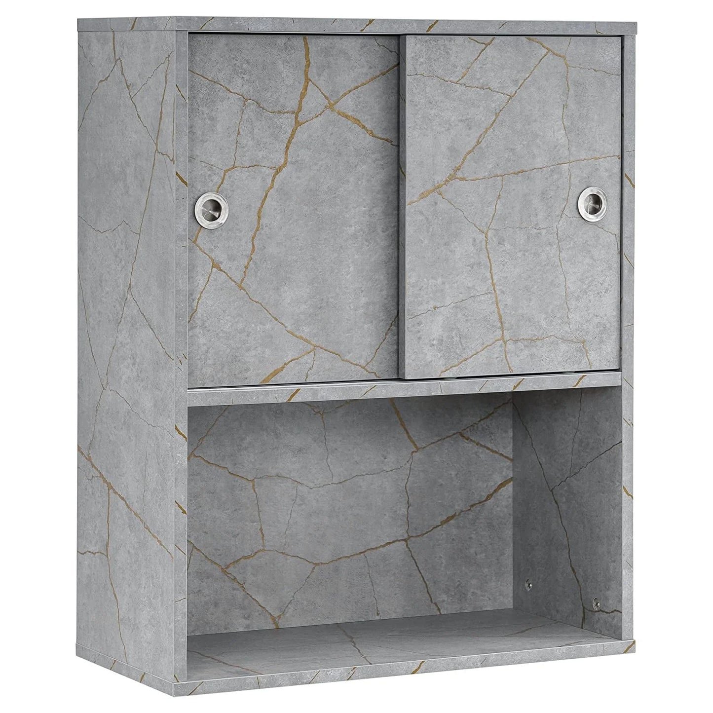 BarberPub Wall Mounted Bathroom Storage Cabinet with Sliding Door and Shelf, Salon Storage Equipment, 30"(H)x 23.6"(W), Black