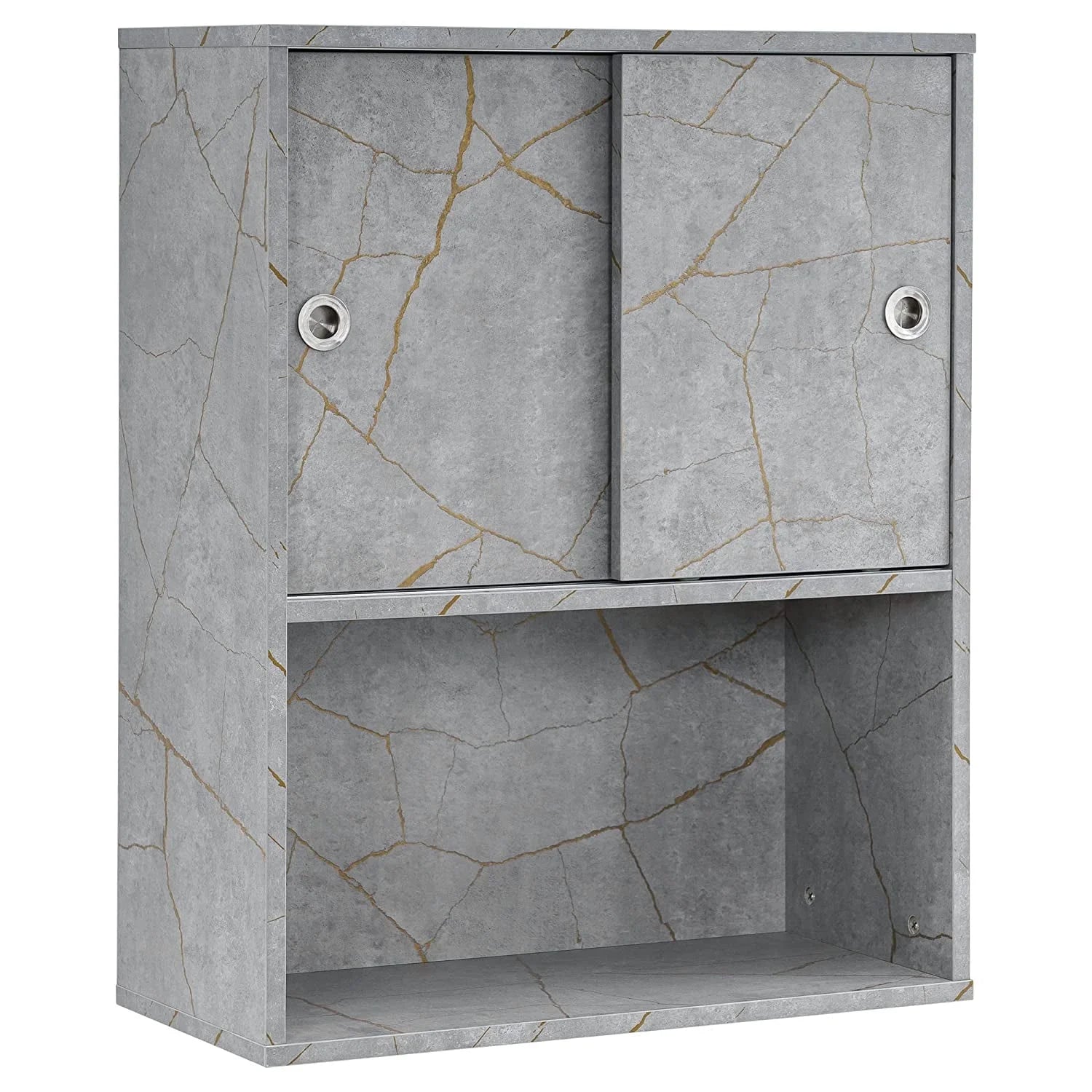 BarberPub Wall Mounted Bathroom Storage Cabinet with Sliding Door and Shelf, Salon Storage Equipment, 30"(H)x 23.6"(W), Black