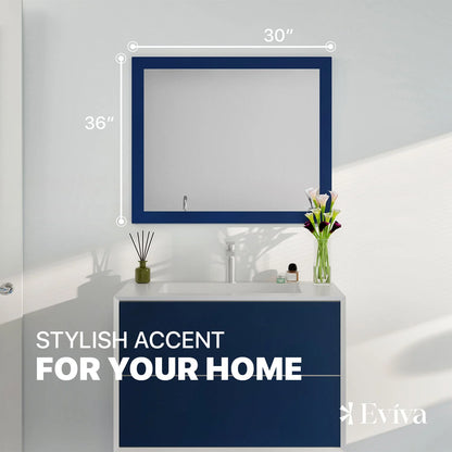 EVIVA Acclaim 36X30 Transitional Blue Bathroom Mirror