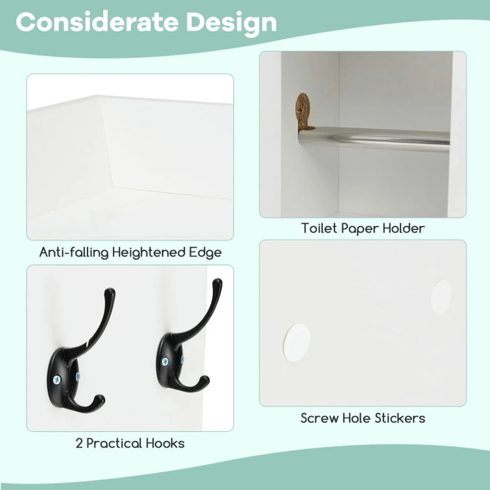Topcobe Over The Toilet Storage Cabinet with Sliding Barn Door and Adjustable Shelves, Bathroom Furniture, Bathroom Shelves, White