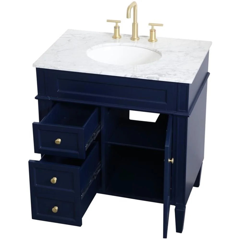 32 inch single bathroom vanity in blue