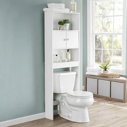 Sharemee 23in W Over the Toilet Space Saver Cabinet 3-Shelf Bathroom Storage, White