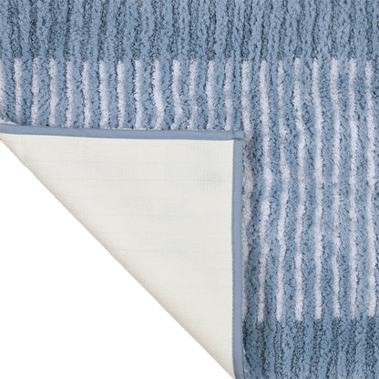 Textured Stripe Microfiber Bath Rug