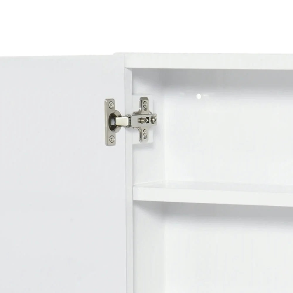 Barara King Bathroom Mirrored Cabinet, 24"x22" Steel Frame Medicine Cabinet, Wall-Mounted Storage Organizer with Double Doors, White