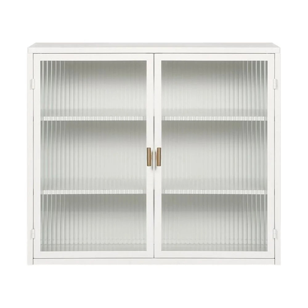 Hassch Wall Mounted Kitchen Pantry Sideboard with 2 Glass Doors, Metal Storage Cabinet Dining Cupboard for Bathroom Kitchen Living Room Dining Room, 27.56"L x 9.06"W x 23.62"H, White