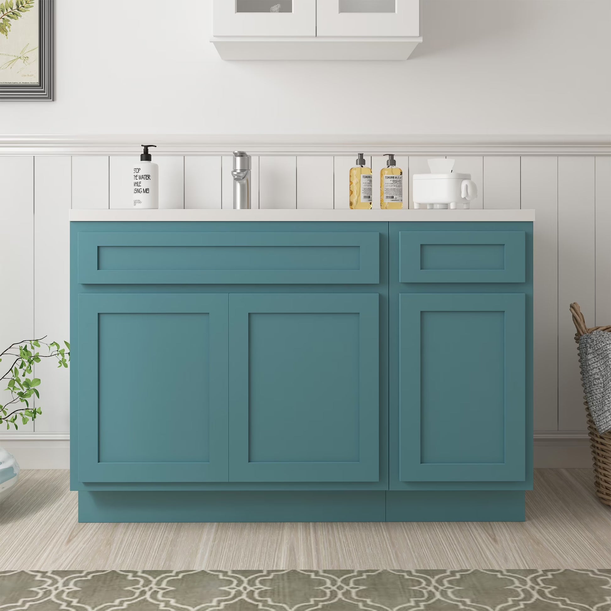 51 in. W x 21 in. D x 32.5 in. H Bath Vanity Cabinet without Top in Silver
