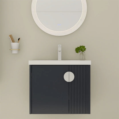 Bathroom Vanity with Dual-door Design, 24 Inch Bathroom Vanity Sink with Soft Close Door and Metal Handles, Bathroom Vanity with Sink for Small Bathroom Apartment, Black