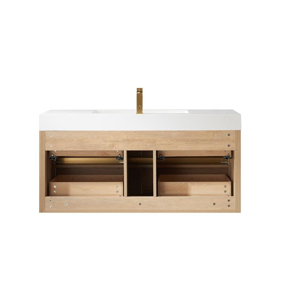 Palencia 48" Single Sink Wall-Mount Floating Wood Bathroom Vanity No Mirror