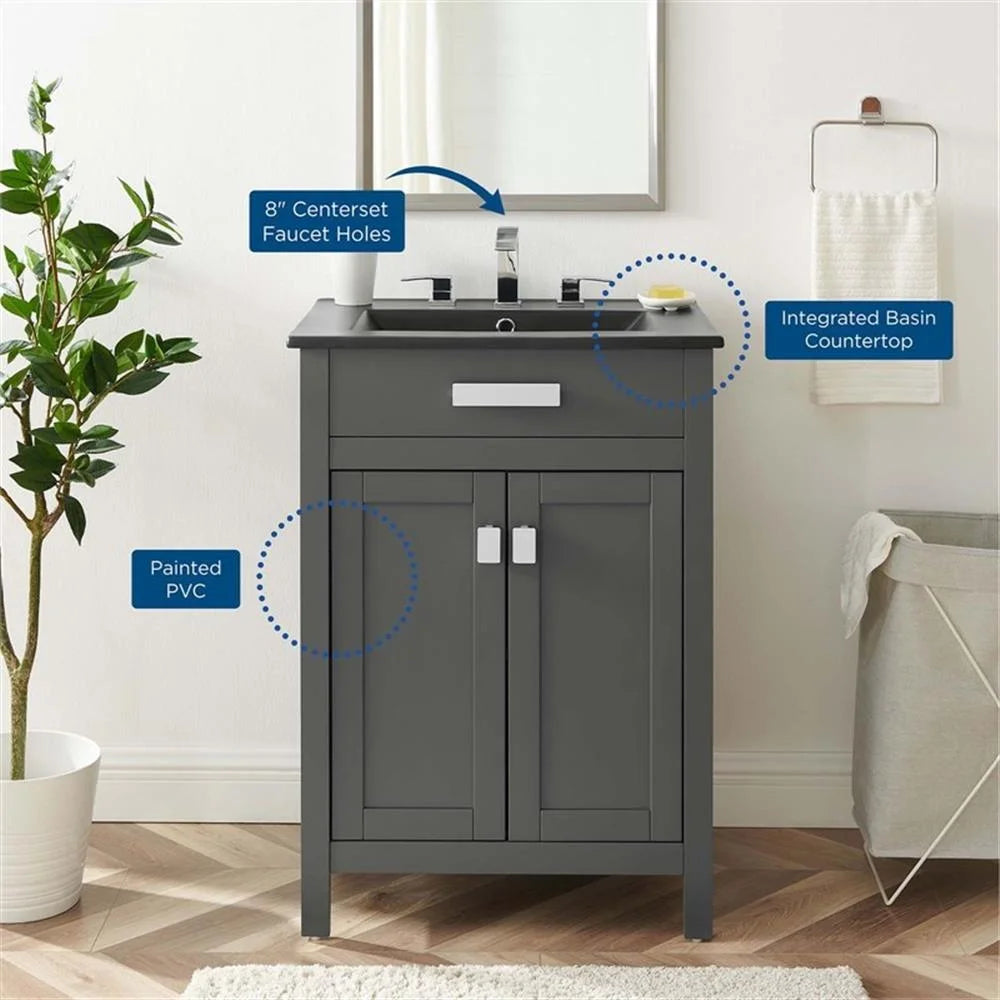 Modway Laguna 24" Bathroom Vanity in Gray Black