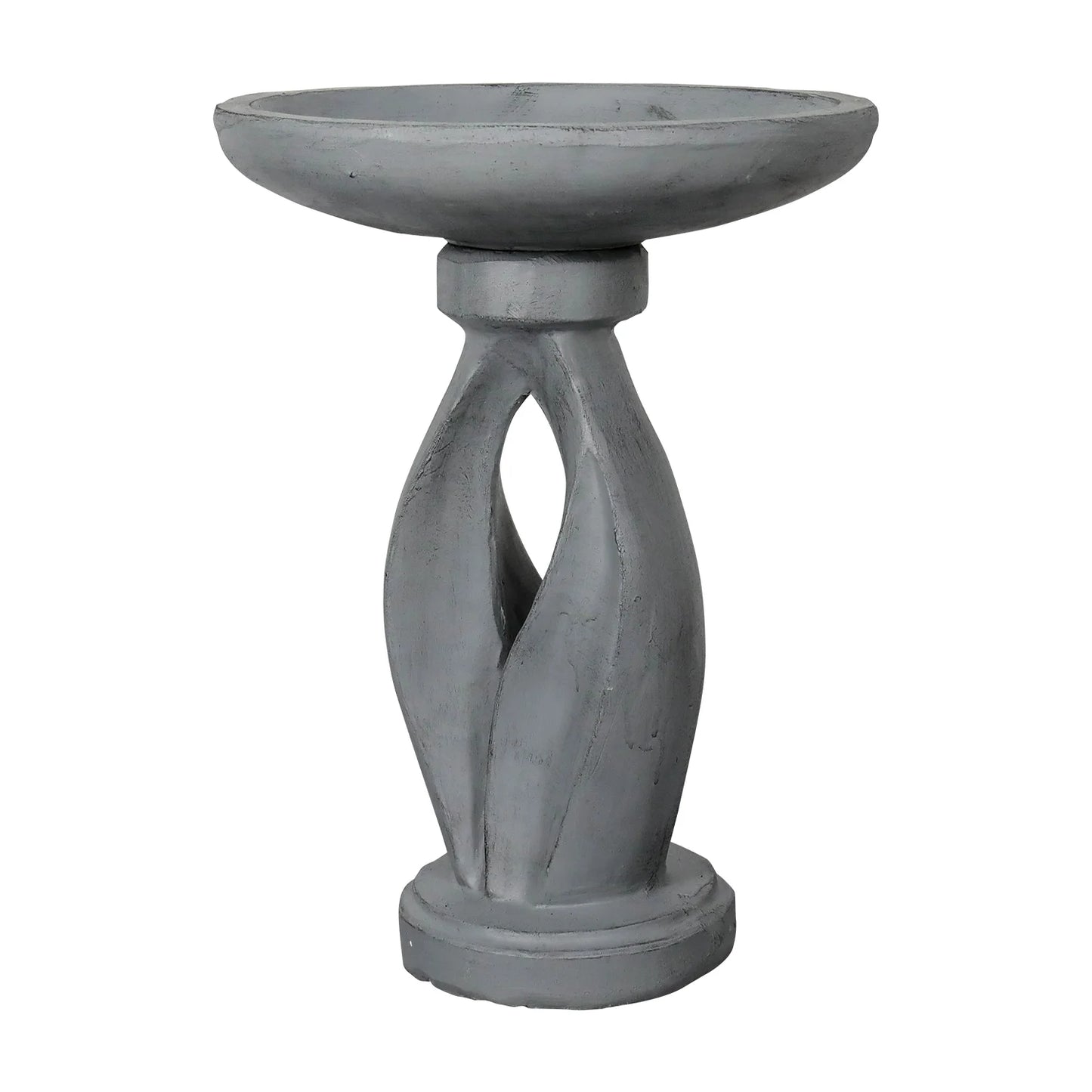 21.8 Inch Height Outdoor Bird Bath - Fibre Reinforced Concrete Large Bird Bath Stylish with Curved Pedestal for Garden, Patio, Backyard, Lawn