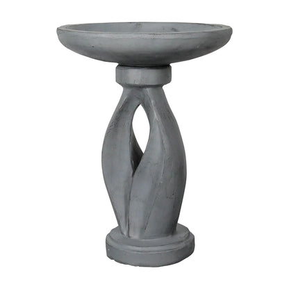 21.8 Inch Height Outdoor Bird Bath - Fibre Reinforced Concrete Large Bird Bath Stylish with Curved Pedestal for Garden, Patio, Backyard, Lawn