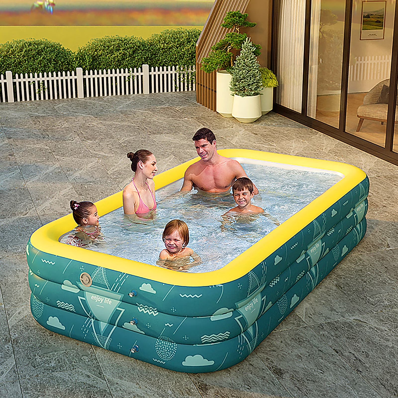 Family Inflatable Swimming Pool, Inflatable Pool for Baby, Kiddie, Kids, Adult, Outdoor, Garden, Backyard, Summer Water Party Inflatable Bathtub for Indoor or Outdoor
