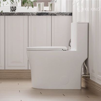 KK KE KING Quiet & Powerful Flush Round Compact One Piece Toilet for Small Bathroom, Space Saving, 12'' Rough-In