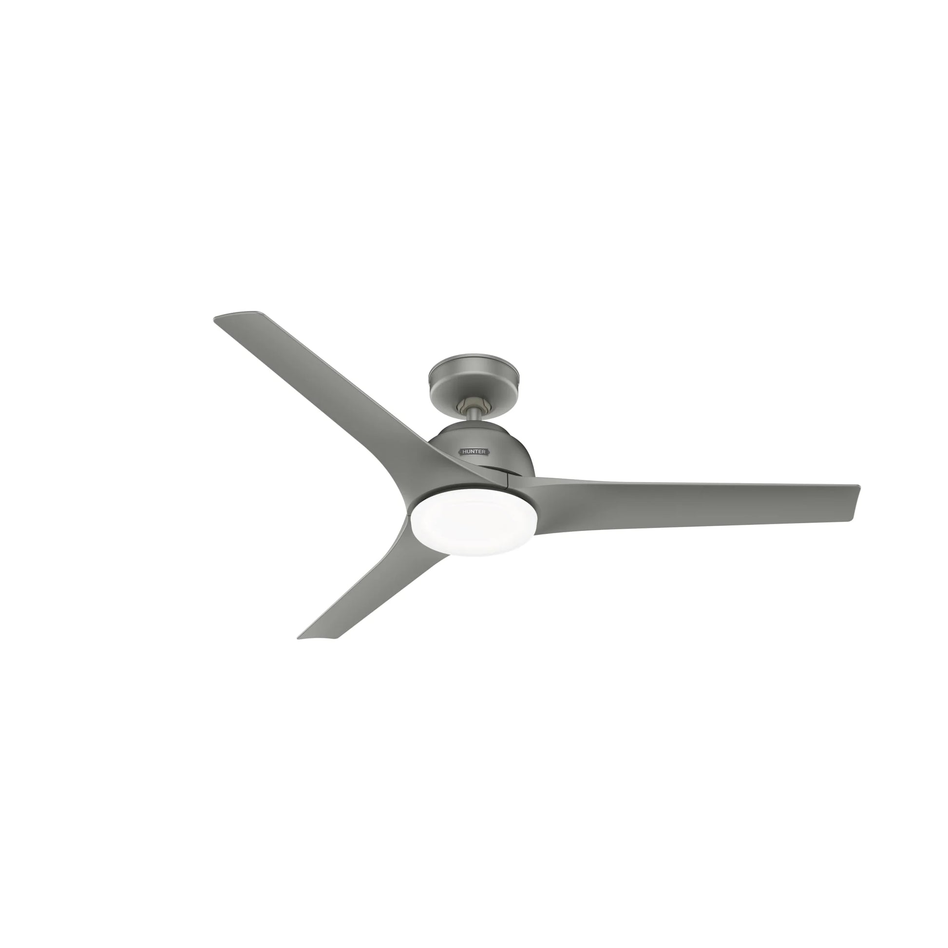 Hunter - Gallegos Indoor/Outdoor Ceiling Fan With Light, Wall Control, 52-inch, Matte Silver, Modern-style, 3-speed WhisperWind Motor, 51586, for Porches, Bathrooms