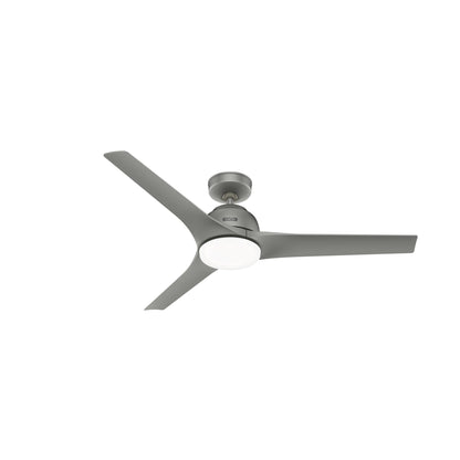 Hunter - Gallegos Indoor/Outdoor Ceiling Fan With Light, Wall Control, 52-inch, Matte Silver, Modern-style, 3-speed WhisperWind Motor, 51586, for Porches, Bathrooms