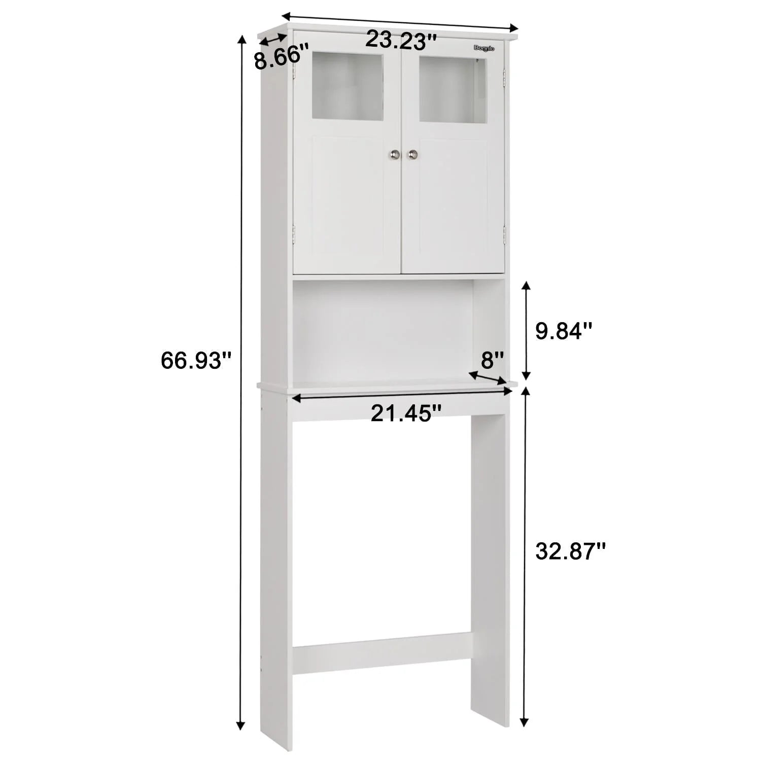 Zimtown Over the Toilet Bathroom Cabinet Storage Space saver with 2 Doors and Adjustable Shelf, 67 in, White