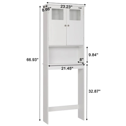 Zimtown Over the Toilet Bathroom Cabinet Storage Space saver with 2 Doors and Adjustable Shelf, 67 in, White