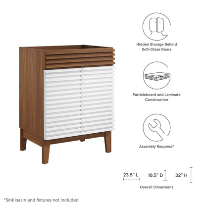 Modway Render Bathroom Vanity Cabinet (Sink Basin Not Included) in White Walnut
