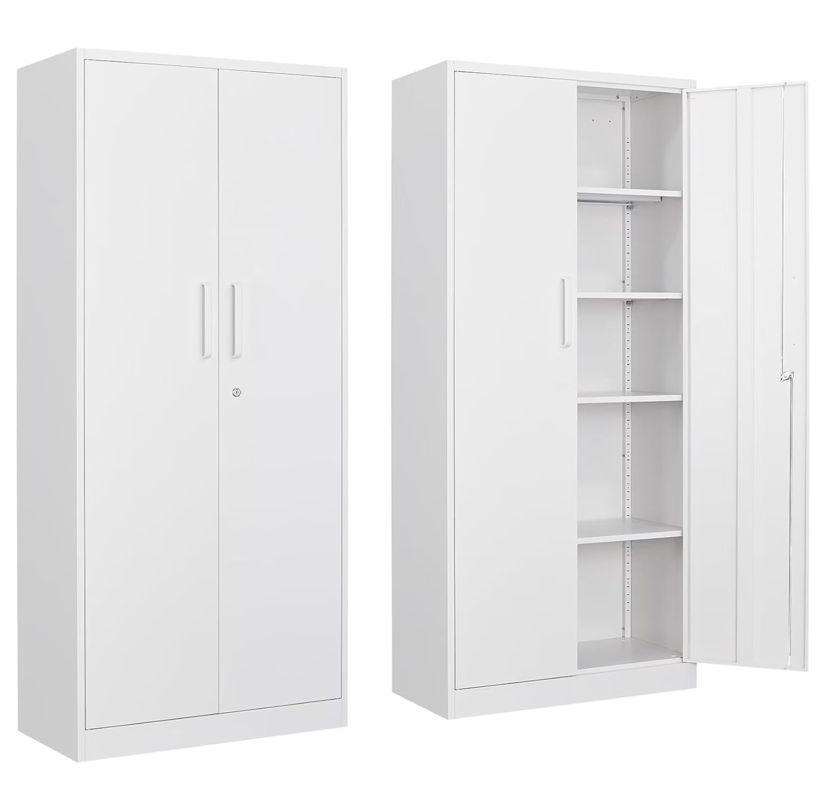 WDNMD9418 Storage Cabinet with Doors and Shelves,Display Cabinet with Glass Doors, Freestanding Kitchen Pantry Cabinet with Glass Doors and Shelves for Home Office, Pantry,Kitchen Bathroom