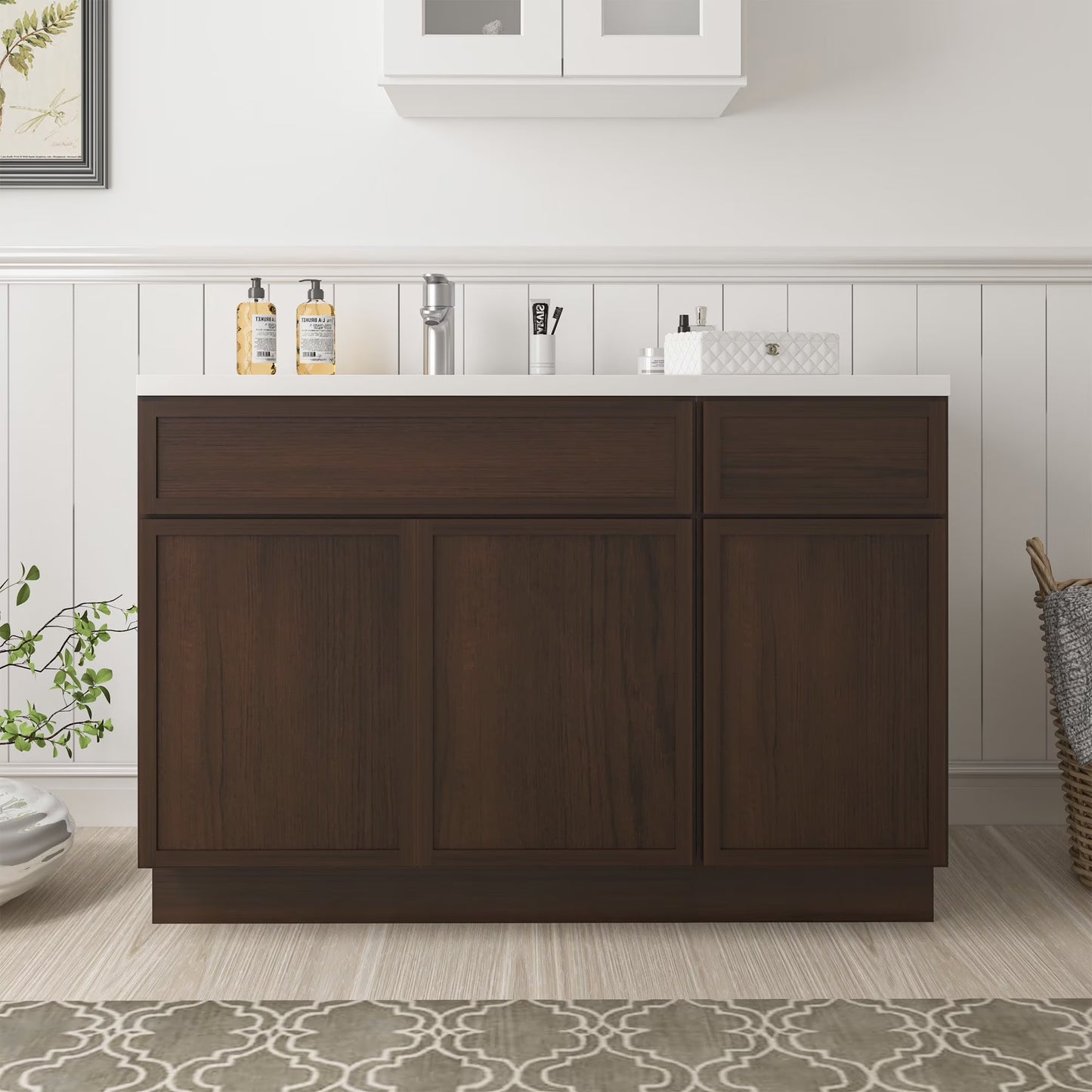 51" Freestanding Bathroom Vanity Cabinet without Top in Sea Green