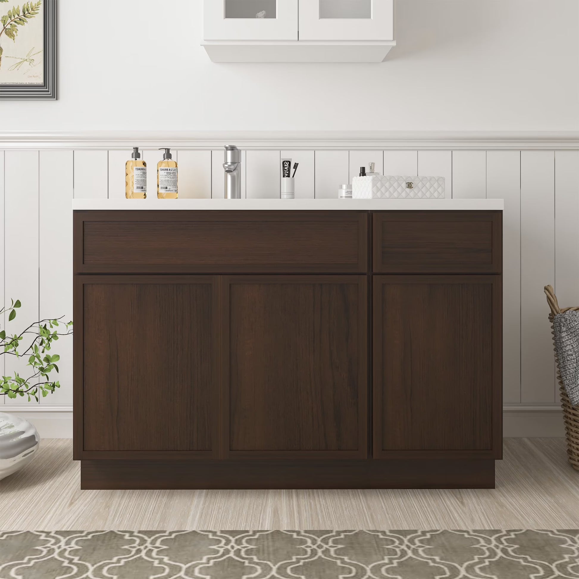 51" Freestanding Bathroom Vanity Cabinet without Top in Sea Green