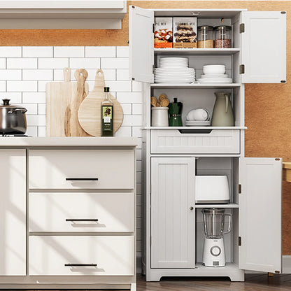 VVFLU Bathroom Storage Cabinet Tall, 67" Linen Cabinet Freestanding, Drawer Doors & Shelves, White
