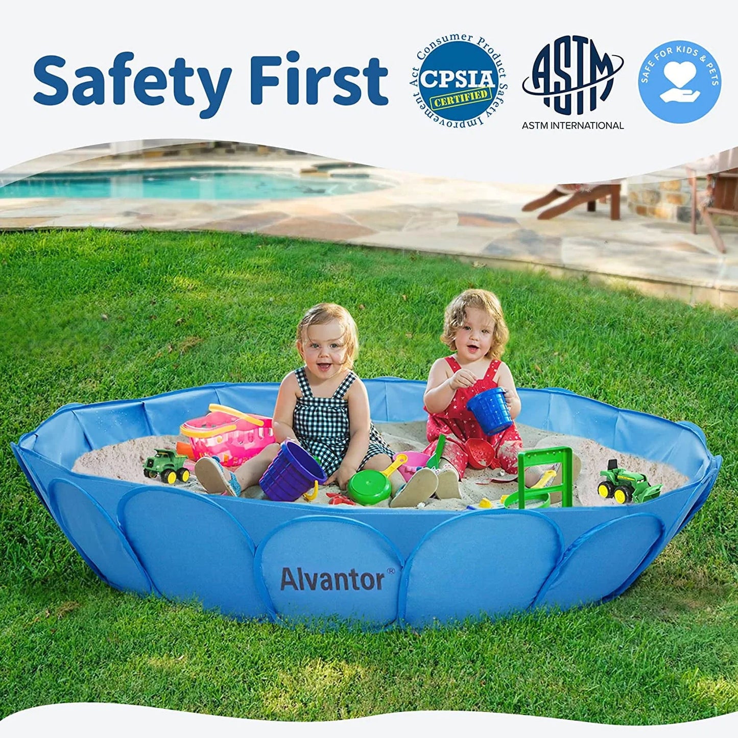 Alvantor Pet Swimming Pool Dog Bathing Tub Kiddie Pools Cat Puppy Shower Spa Foldable Portable Indoor Outdoor Pond Ball Pit Patent Pending
