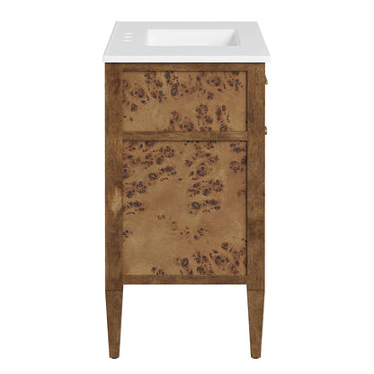 Modway Elysian 36" Wood Bathroom Vanity in White Brown