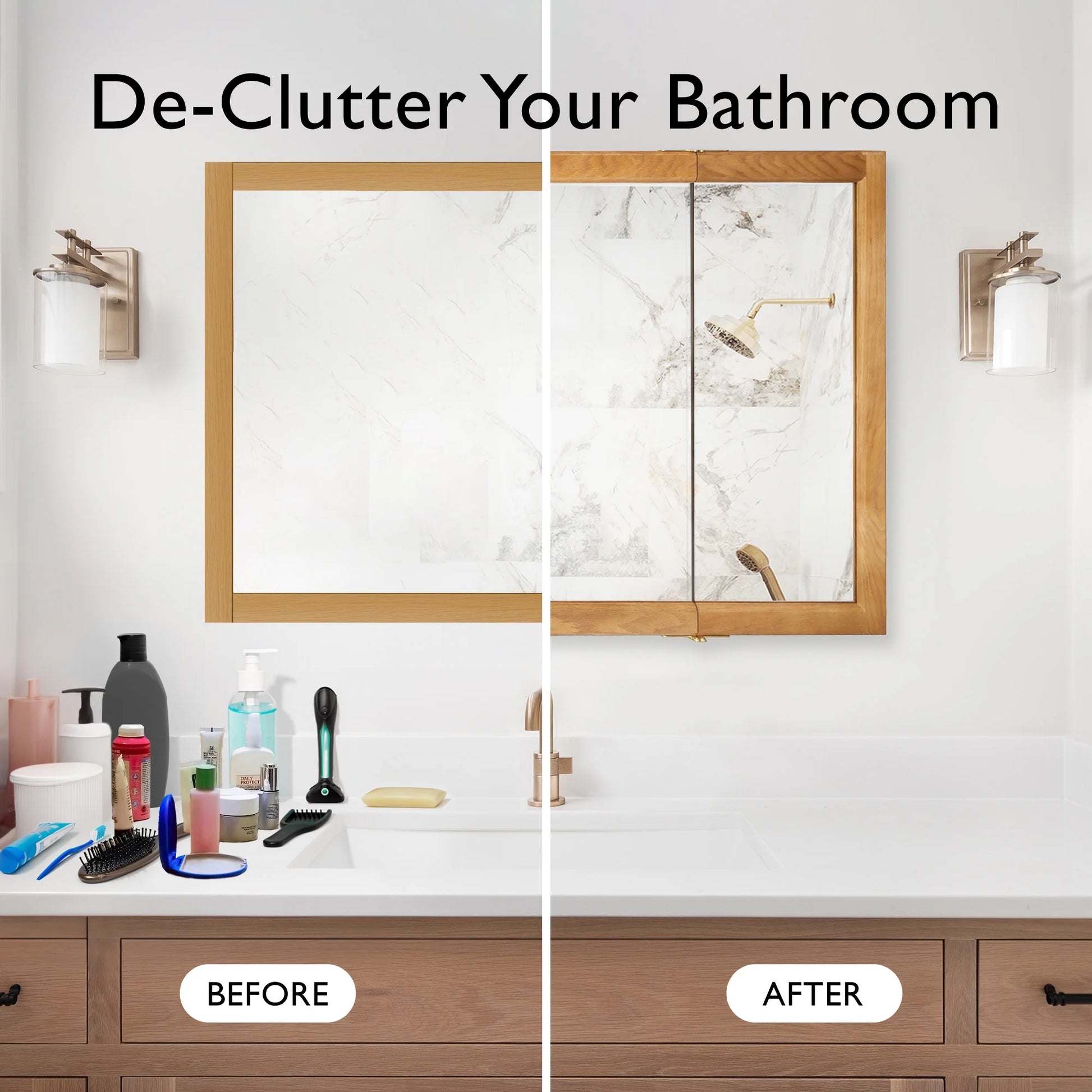 Design House 48" Wood Mirrored Wall Mount Bathroom Medicine Cabinet, Nutmeg Oak